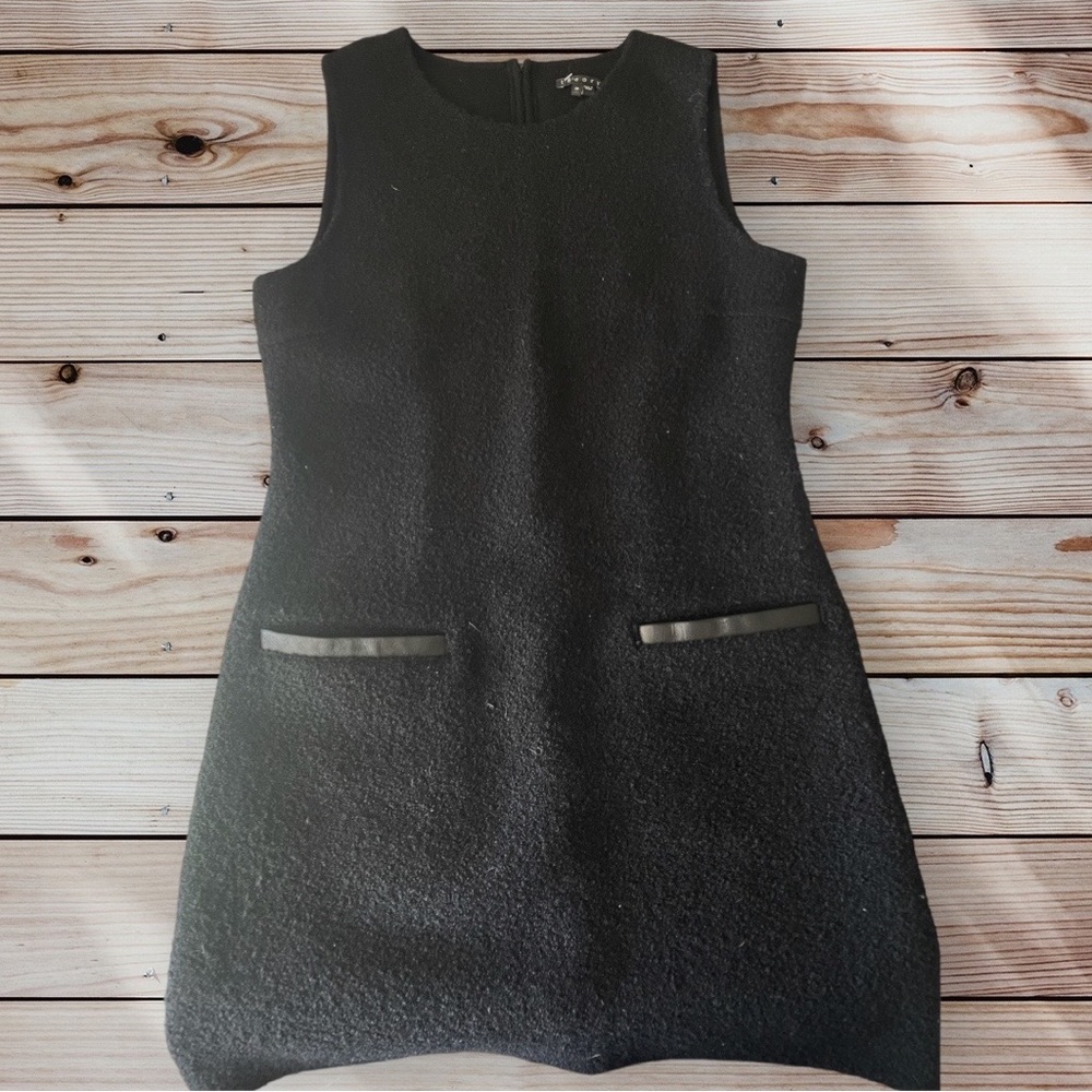 THEORY Black Sleeveless Wool Dress Size 10